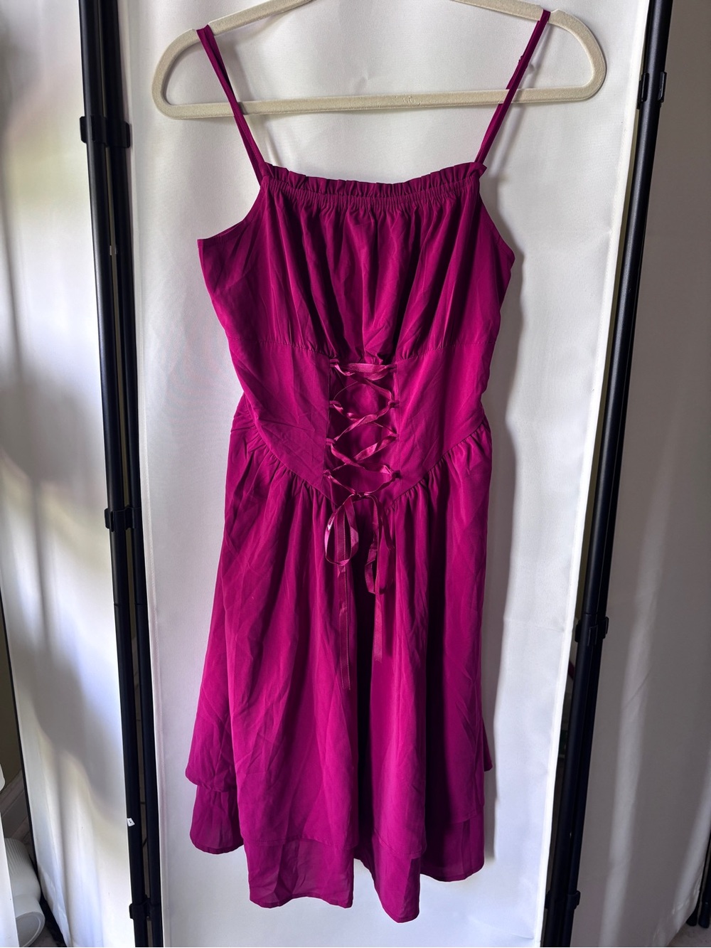 Scarlet Darkness NWT Goth Women’s Fuchsia Lace-Up Dress with Spaghetti Straps